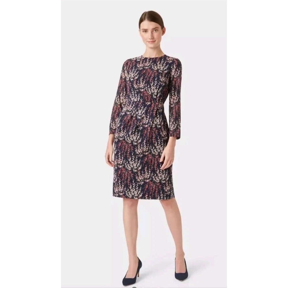 HOBBS London Trina Silk Blend Floral Dress Midnight Rose Size 4 MSRP $355